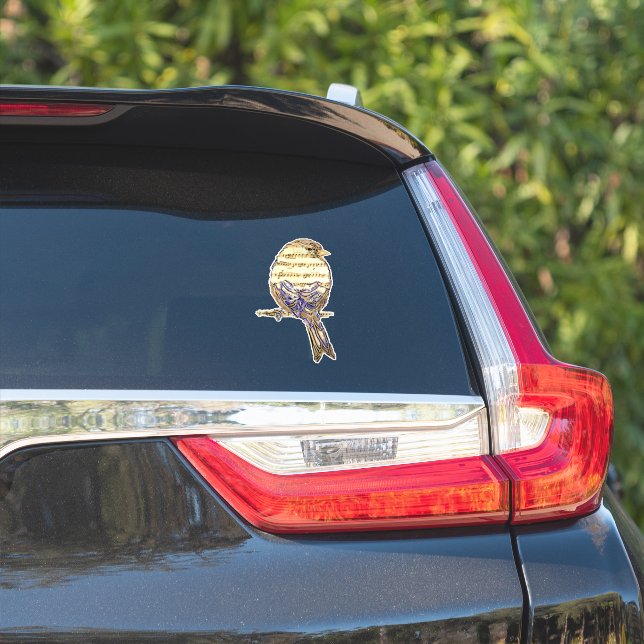 Adesivo Passarinho Fofo com Notas Musicais Personalize  (Lado do carro)