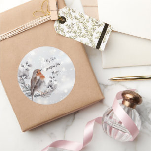Adesivo Pássaro aquarela e neve personalizado de férias