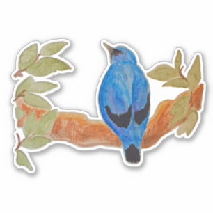 Adesivo Pássaro Aquoso de Camarão-Caco Azul