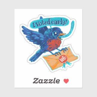 Adesivo Pássaro Azul Bonito Vintage I Votei Sticker