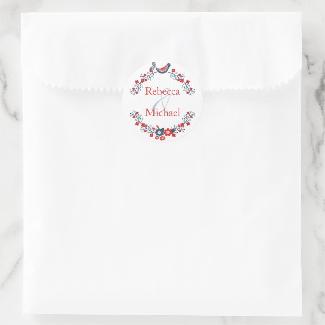 Adesivo Pássaro bonito e Vinheta Floral (Bolsa)