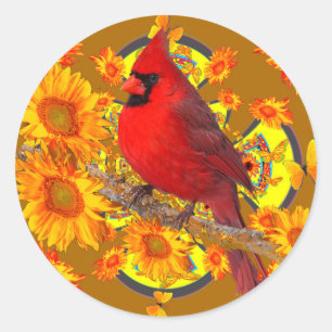 Adesivo pássaro cardinal vermelho