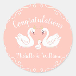 Adesivo Pássaro Chá de fraldas dos Cisnes com Pêssego de C