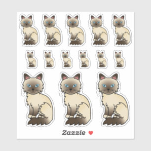 Adesivo Pássaro de Chocolate / Gatos de Cartoon de Boneca