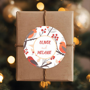 Adesivo Pássaro de Feriados Vermelho Moderno