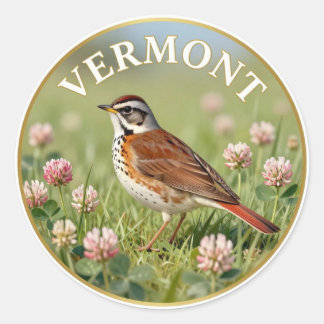 Adesivo Pássaro do Estado de Vermont Hermit Thrush & Trevo