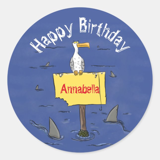 Adesivo Pássaro-do-mar engraçado circulado por desenhos an (Frente)