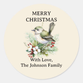 Adesivo Pássaro Floral de Natal Simples