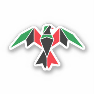 Adesivo Pássaro Geométrico com Bandeira Pan-Africano   B