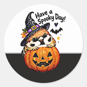Adesivo Pássaro Pardal Chibi Fofo Abóbora de Halloween