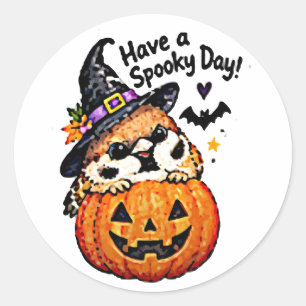 Adesivo Pássaro Pardal Chibi Fofo Abóbora de Halloween