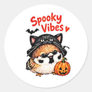 Adesivo Pássaro Pardal Chibi Fofo no Halloween