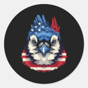 Adesivo Pássaro Patriótico Azul Jay, Bandeira Americana, F