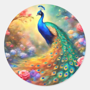 Adesivo Pássaro Pavão 100 com flores