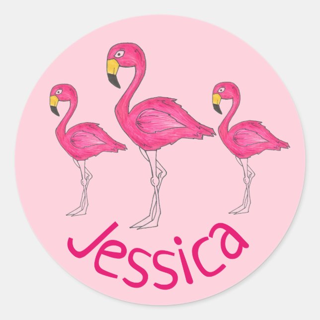 Adesivo Pássaro Tropical de Flamingo Rosa Personalizado (Frente)