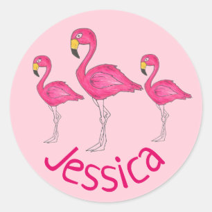 Adesivo Pássaro Tropical de Flamingo Rosa Personalizado