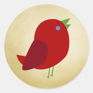 Adesivo Pássaro vermelho retro bonito