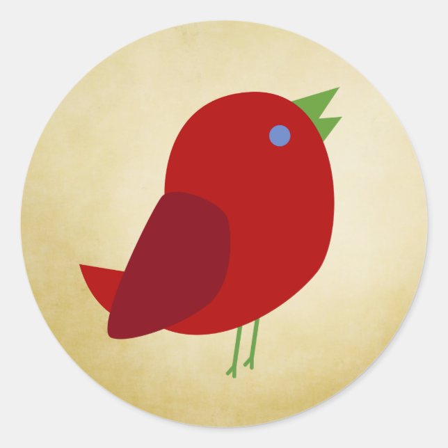 Adesivo Pássaro Vermelho Retro Cugado (Frente)