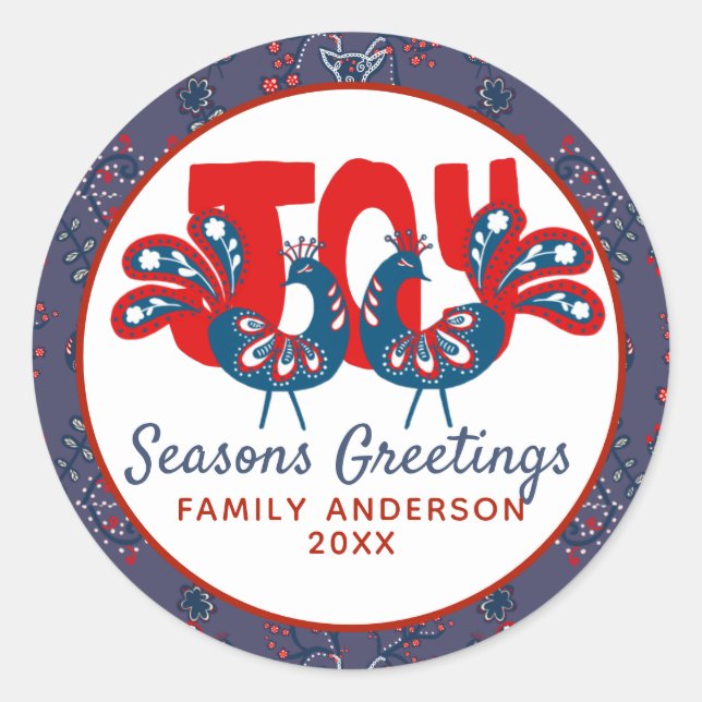 Adesivo Pássaro Vermelho Vermelho Escandinavo de Natal Fol (Frente)