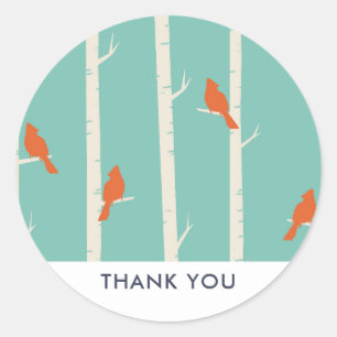 Adesivo Pássaros alaranjados retros no obrigado das
