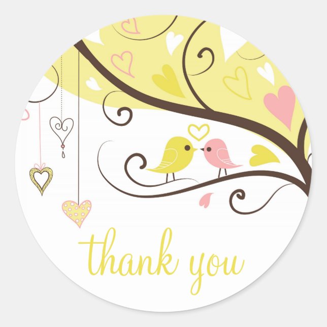 Adesivo Pássaros Amarelos e Rosa Agradáveis (Frente)