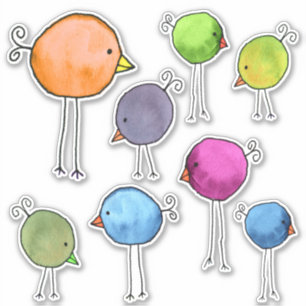 Adesivo Pássaros Caprichosos Coloridos