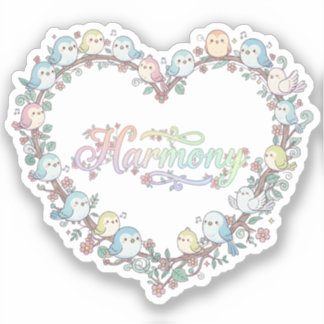 Adesivo Pássaros Chibi Fofos Harmonia