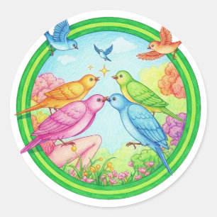 Adesivo Pássaros Coloridos para Amantes de Pássaros & Pres