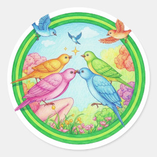 Adesivo Pássaros Coloridos para Amantes de Pássaros & Pres