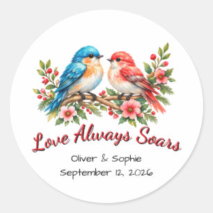Adesivo Pássaros de Amor Aquarela Casamento Aniversário