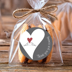 Adesivo Pássaros de Amor Simples Modernos e Coração Vermel