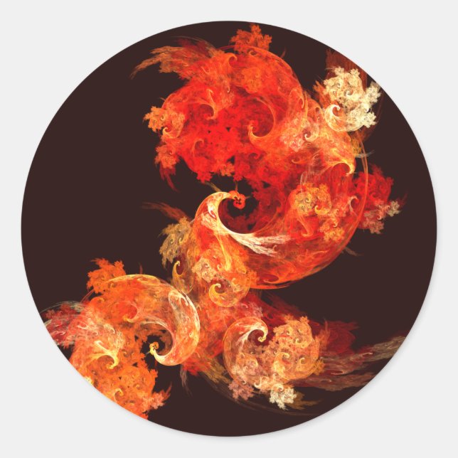 Adesivo Pássaros de dança com Abstrato Art Round Sticker (Frente)