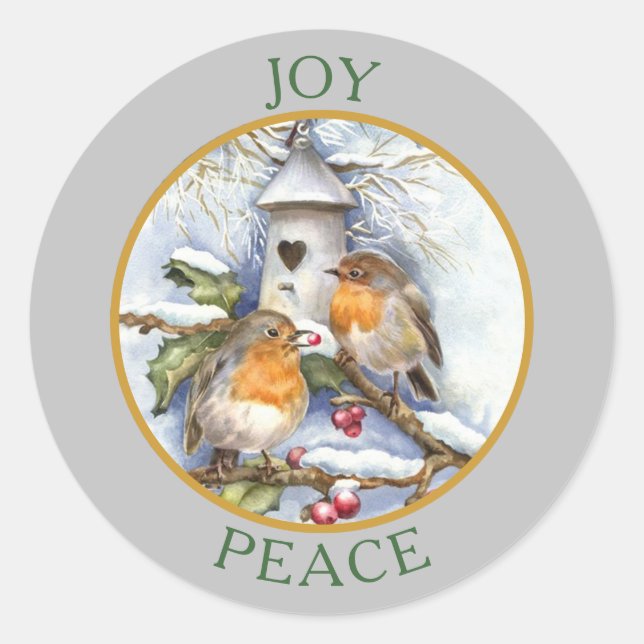 Adesivo Pássaros de Inverno Alegria Paz Natal (Frente)