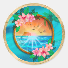 Adesivo Pássaros do Oceano Praia Summer voam no céu e mina