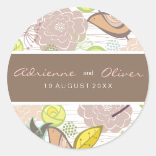 Adesivo Pássaros Doce Vestidos De Casamento Floral