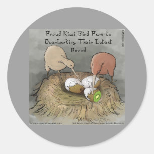 Adesivo Pássaros Kiwi Engraçados Cuidando de sua Fruta