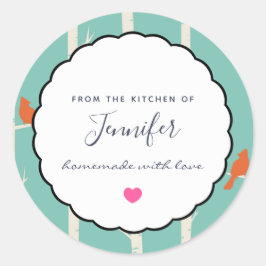 Adesivo Pássaros Laranja Retro na Cozinha das Árvores de A