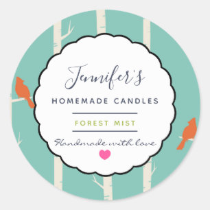 Adesivo Pássaros-laranja-retrorados no sabonete de velas d