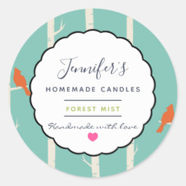 Adesivo Pássaros-laranja-retrorados no sabonete de velas d