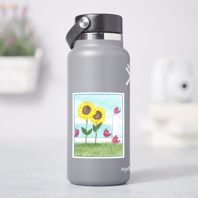 Adesivo Pássaros Rosa & Girassóis (HidroFlask)