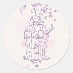 Adesivo Pássaros roxos e cor-de-rosa, vinheta de casament