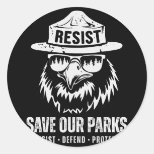 Adesivo Pássaros Salvem Nosso Parque Anti-Trump Men Acampa