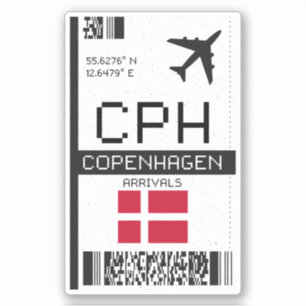 Adesivo Passe de Embarque CPH Copenhagen - Dinamarca Viage