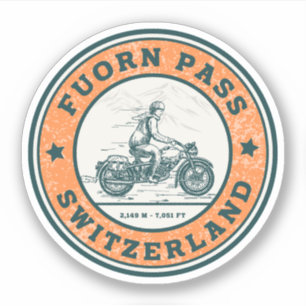 Adesivo Passe Fuorn-Passo Ofen passeio de moto nos Alpes s