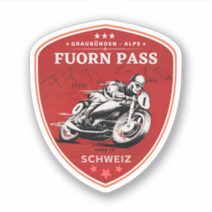 Adesivo Passe Fuorn-Passo Ofen passeio de moto nos Alpes s