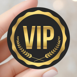 Adesivo Passe VIP de festa Gold and Black Laurel