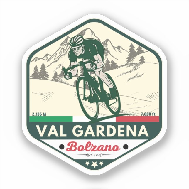 Adesivo passeio de bicicleta val gardena italiana (Frente)