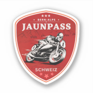 Adesivo Passeio de moto Boltigen-Jaunpass pelos Alpes suíç