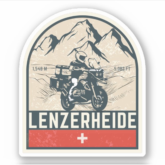Adesivo Passeio de moto Lenzerheide pass swiss-alps (Frente)