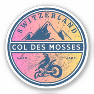 Adesivo Passeio de moto pelas alpes suíças Col des Mosses